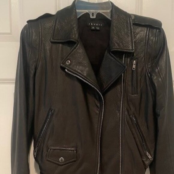 Theory Buttery Soft Leather Moto Jacket - Sz Small - Picture 2 of 15
